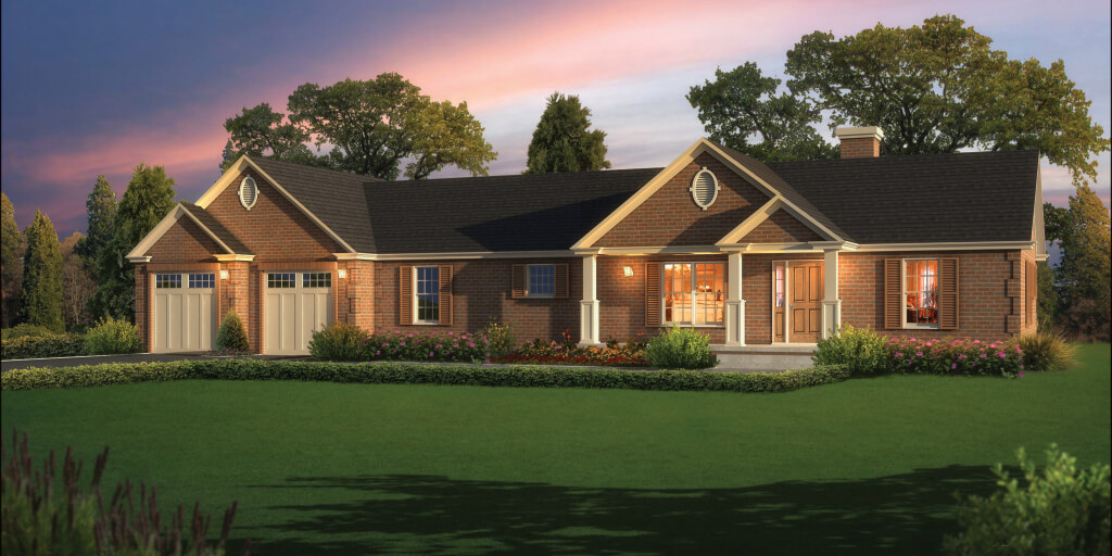 A 3D rendering of the Azalea patio home.